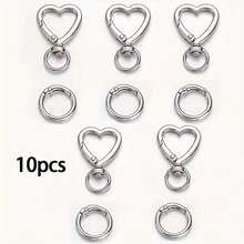 4/6/10个装心形金属钥匙扣 - 耐用开口设计，带旋转扣，抛光表面 | DIY钥匙扣、婚礼回礼、情人节礼物 - 兼容金属绳/线，男女皆宜的时尚钥匙扣配件 - 鑰匙扣 - 查看 9