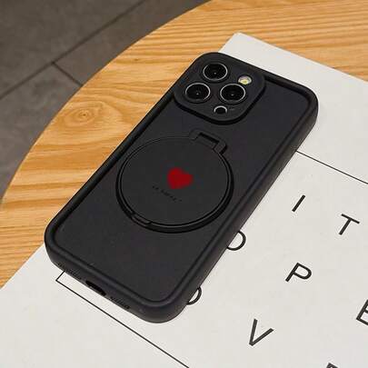 两件套：高档竹制黑色化妆镜 + 带支架的保护性 TPU 手机壳，适用于 6/7/8/X/Xs/XR/XS Max/11/12/13/14/15/16/17 Pro Max，适合作为情侣、女儿、女友、少女的生日和圣诞礼物。