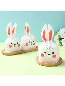 50 pièces Sacs cadeaux à oreilles de lapin - Sacs à bonbons de lapin souriant mignons, convenant pour l'emballage de collations, la décoration de fête de Pâques, les fournitures de fête d'anniversaire, la décoration de baby shower et les cadeaux de célébration des fêtes - Multicolore - Voir 8