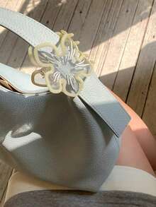 1PC Adorable Hand-Painted Cherry Blossom Hair Clip For Women New Style Half-Up Back-Of-Head Hair Claw Unique Transparent Floral Hair Accessory Women Claw Clips Elegant Hair Accessories - Multicolor - View 5