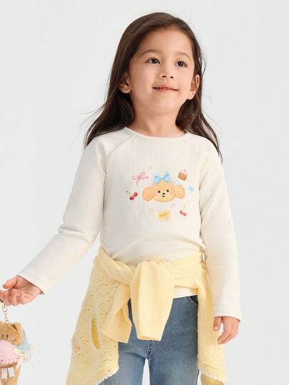 Balabala 女童长袖T恤，圆领，柔软面料，色彩缤纷，穿着舒适，春季日常穿着