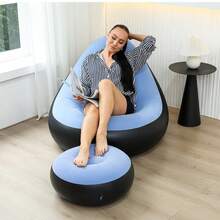 Inflatable Lazy Sofa Chair PVC Flocking Foldable Sofa With Slip-On Lunch Lounge Chair Set - Multicolor - View 8