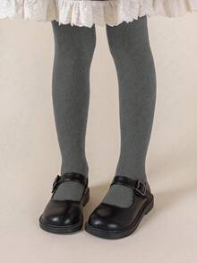 3 Pairs Girls' Solid Color Tights, Suitable For Daily Life, Simple And Versatile Gray Leggings, Very Suitable For Girls To Wear With School Uniforms - Multicolor - View 4