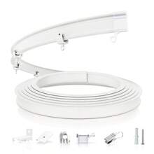 1 Set - Ceiling Curtain Track Flexible Curved Curtain Track, 16-Foot Wall-Mounted Sliding Ceiling Track And Clip Curtain Track, System Set As RV Room Divider (White) - White - View 4