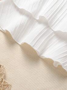 4pcs/Set Baby Girls' Soft & Comfortable Casual Elegant Outfit, Cute Versatile Knit Layered Ruffle Bow Strap Vest And Sports Shorts Set, Suitable For Infant/Toddler Girls, Ideal For Summer Daily Wear, Vacation, Party, Photo Shoot, Outdoor Activities - Multicolor - View 8