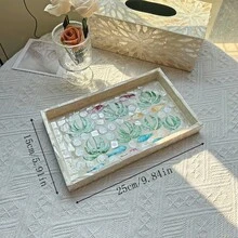 1 Stück INS Stil Dekoschale mit Muscheleinlage, bunte Patchwork Quadrate, handgefertigt. Geeignet zur Dekoration von Wohnzimmer Couchtisch, Esstisch und für den täglichen Gebrauch. Kann auch als Geschenk oder Partytischdekoration verwendet werden.