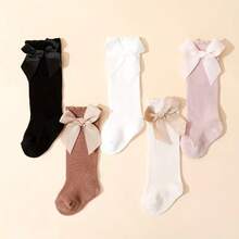 5双婴儿/幼儿女童侧边蝴蝶结装饰多功能中筒袜 - 彩色 - 查看 8