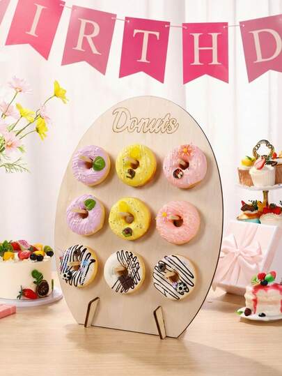 1 Set Wooden Donut Display Stand, White Arch Design Suitable For Weddings And Bridal Showers, Great For Birthday Celebrations, Events Decor And Parties