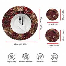 2片/4片/6片装红色玫瑰图案硅胶餐垫，情人节风格，节日礼物，装饰品，适用于餐桌、咖啡吧，四季皆宜，可水洗，桌面垫，房间装饰，杯垫，沥水垫，厨房餐垫，室内/室外派对装饰，家居装饰，理想礼物 - 彩色 - 查看 9