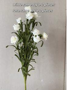 1 pieza/3 piezas Flores de rosa artificiales, decoración del hogar, regalo para el Día de San Valentín, cumpleaños, graduación - Blanco - Ver 18