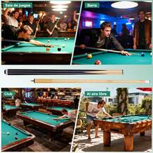 2 Pcs Tacos de Billar, Taco de Billar Profesional con 4 Guantes, 5 Tips, 5 Tizas, 5 Cabezal, Palo de Snooker Desmontable y Portátil, Cues de Billar para Principiantes y Familia, Entretenimiento 145 cm - 1 - Ver 2