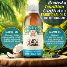 GuruNanda Original Oil Pulling Mouthwash, Promotes Deep Cleaning, With Coconut &Amp; Sesame For Teeth &Amp; Gum Health &Amp; Fresh Breath, With Tongue Scraper, Alcohol-Free, 8.45 Fl Oz - ColorA - 查看 2
