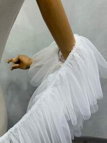 1件红色多层薄纱新娘婚纱头纱斗篷披肩 - 彩色 - 查看 3