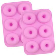 1/2 件装硅胶甜甜圈蛋糕模具，耐高温不粘，6 孔家用创意蛋糕巧克力 DIY 工具，易脱模可重复使用，适用于烤箱和微波炉，家用厨房烘焙工具/配件