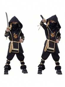 动漫人物角色扮演服装 - 万圣节及主题派对制服，3种款式可选，透气男女通用面料 - 黑色-A - 查看 13