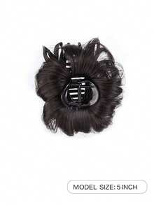 女士高马尾合成假发，带蝴蝶结发夹，卷发，高花苞头设计，适合女士日常佩戴和聚会场合。 - 彩色 - 查看 5