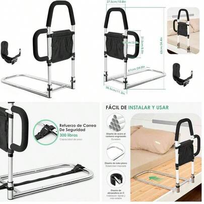 TUSHH TXG Barandal para Cama Adulto, Barandal para Cama con Bolsa de Almacenamiento, Diseno de Doble Pasamanos, Soporte de hasta 300 Libras, Adecuado para la Mayora de Tipos de Camas
