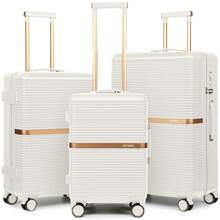 Joyway 3-Piece 20/24/28 Inch Hardshell Luggage Set With Cup Holder, Removable Liner, TSA Lock, Pressure Resistant & Burst-Proof Zipper For Family Travel, Business Trips And Short Getaways - 白色 - 查看 8