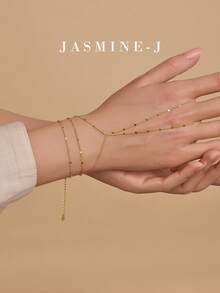1pc S925 Sterling Silver Gold-Plated Chain Finger Bracelet, Multi-Layered Chain Bracelet, Three-Layer Chain Bracelet, Sterling Silver Bracelet, Women's Ring Bracelet, Simple, Sophisticated And Elegant, Suitable For Everyday Wear, A Perfect Gift For Her On Holidays. - Multicolor - View 7