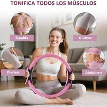 OP 12 PCS Equipo de Pilates para Entrenamiento en Casa : con Pelota de Yoga 25cm, Bandas de Resistencia y Aro de Pilates, Ideal para Pilates en Casa, Yoga y Ejercicio en Hogar Gimnasio - Rosa - Ver 7