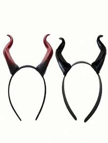 1件手工哥特式恶魔角头箍 - 红黑撞色设计，轻便舒适的服装头饰，适用于角色扮演、动漫/卡通派对、摄影、主题活动、戏剧性头饰，佩戴舒适。 - 彩色 - 查看 4