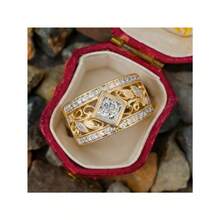 1 chiếc nhẫn hình học cổ điển với thiết kế cành cây, trang sức unisex dành cho nam và nữ, thiết kế chi tiết tinh xảo, thích hợp cho đám cưới, lễ đính hôn, tiệc tùng và đeo hàng ngày (không kèm hộp). - Nhẫn - Xem 4