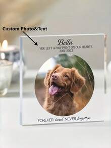 Khung ảnh acrylic cá nhân hóa với chữ viết và hình dấu chân tùy chỉnh - Kỷ niệm thú cưng cá nhân hóa, Kỷ niệm chó/mèo, Trang trí bàn làm việc phong cách Boho, Quà tặng Ngày Valentine, Kỷ niệm thú cưng, Món quà ý nghĩa - Nhiều màu - Xem 6