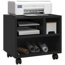 HOMCOM Mueble de Impresora con Ruedas Soporte de Impresora con Compartimentos Abiertos para Oficina Estudio 40x30x36 cm - Negro - Ver 2