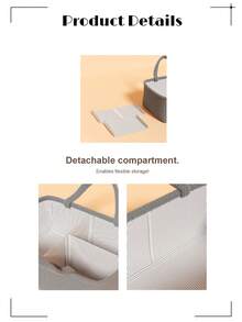 1pc Plush Storage Box, Two Handed Carrying Case, Foldable Storage Bag, Internal Compartment Design For Better Classification And Storage, Suitable For Storing Miscellaneous Items, Women's Cosmetics, Jewelry, Data Cables, Tissues, Men's Products