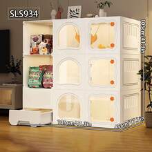 易于安装的猫笼，带猫砂盆和储物格，猫柜，适合幼猫室内家庭使用 - 彩色 - 查看 12