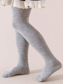 3 Pairs Girls' Solid Color Tights, Suitable For Daily Life, Simple And Versatile Gray Leggings, Very Suitable For Girls To Wear With School Uniforms - Multicolor - View 7