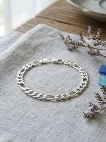 1 Stück Vintage 925 Sterling Silber 3,3mm Panzerkette Armband, 18K Gold & Rhodium Beschichtet, minimalistisches Design, modisches unisex Handaccessoire für den Alltag, geeignet als Geburtstags-, Weihnachts- oder Paargeschenk - Goldgelb - Übersicht 5