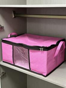 Non-Woven Fabric Storage Bag With Zipper And Handles, Space-Saving Collapsible Square Organizer For Clothes, Blankets, Comfortable, Classic Design, Sturdy Construction, Tear-Resistant Material, Home Goods, Stackable Organizer, Clothing Storage, Small Space Living - Multicolor - View 8