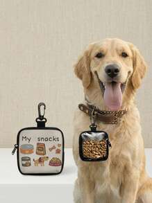 PETSIN 1pc Dog Print Dog Treat Bag, Pet Training Set With Hook And Zipper - Pet Poop Bag, Small Dog Pet Training Walking Bag - Multicolor - View 2