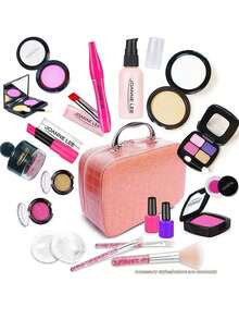 儿童化妆玩具，适合女孩，扮演公主化妆包手提包套装 - 彩色 - 查看 3