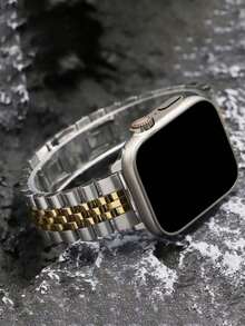 1条时尚银色和金色金属表带，兼容 Series 11/10/9/8/7/6/5/4/3/2/1 SE Ultra，配备便捷快拆不锈钢表带及拆卸工具，适用于44mm、38mm、40mm、41mm、42mm、45mm、46mm、49mm表盘尺寸。 - 銀間金色 - 查看 7