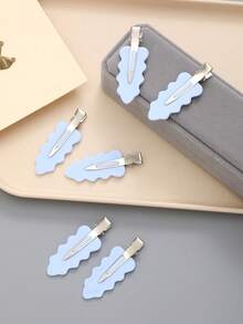 1个叶形基础实用刘海夹，无缝发型造型化妆夹，鸭嘴夹发饰 - 藍色 - 查看 4