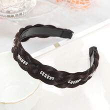 1pc Synthetic Hair Plaited Headband Braid Braided With Teeth Hair Band Beauty Accessory Stretch Braid Headbands Hairpiece For Women