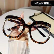 1 Pair Of Extra Large Women's Reading Glasses Transparent Lenses Durable PC Frame +100 To +400 High Definition - 豹紋 - 查看 12