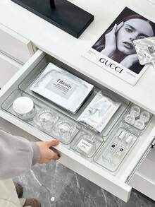 Bộ 10/8/4/1 hộp đựng đồ trang điểm bằng nhựa trong suốt, hộp đựng mỹ phẩm trang điểm, hộp chia ngăn kéo bàn làm việc trang nhã, thích hợp cho nhà bếp, phòng ngủ, phòng tắm, văn phòng - đựng mỹ phẩm, trang sức, dụng cụ nhỏ. - Trong sáng - Xem 2