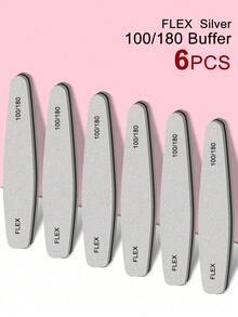 100/180 Grit Double-Sided Nail File And Buffing Block Set, Professional Sponge Nail File Suitable For Acrylic, Gel Nails And Natural Nails, Washable - Grey - View 2