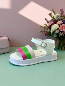 2026夏季新款3-12岁女童凉鞋，粉色、绿色、白色，度假风，婴儿鞋 - 彩色 - 查看 2