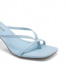 Women Comfortable Kitten Low Heel Thong Heeled Sandals Fashion Square Open Toe Comfort Shoes For Party Casual Slides - 淺藍色 - 查看 8