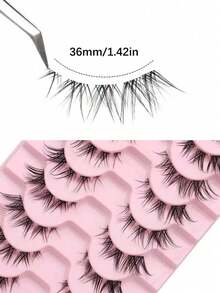 10 Pairs Thick 3D Multi-Layer DD Curly Russian Volume False Eyelashes, High Curl Degree, Dense & Bold Whole Piece Eyelash Extensions,Reusable, Cat's Eye False Eyelashes - Cat Eye Lashes - View 4