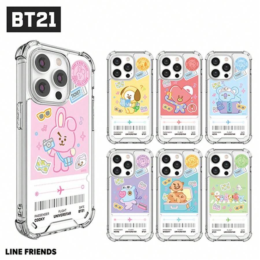 BT21  Popular Boy Group  Travel Ticket Series Four-Corner Anti-Collision Phone Case Protective Case Compatible With New Fashion Local Shipping [No Watermark On Actual Product] Cute Style Girl Phone Case Super Cute Phone Case With Cartoon Image. Suitable For IPhone 17/16/15/14/13/12/11/Air/Pro/ProMax And Galaxy S21/S22/S23/S24/S25 Plus Fe Ultra, Ultra-Popular Quirky And Fun Patterns, Playful Cute Characters, Classic Fashion Phone Case, Professional Anti-Drop Anti-Fingerprint Durable Phone Case, Playful Cute Phone Case, Super Cute Phone Case, Women's Phone Case, Great Gift Choice - 團體 - 查看 1