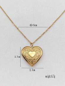 Romantic Heart Locket Pendant Openable Female Silver Color Funky Jewelry Photo Frame Charm Necklace For Women Men Jewelry Gift - Yellow Gold - View 8