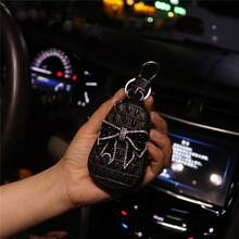 1pc Rhinestone Bow Car Key Holder, Luxury Cute Universal Car Key Chain Case - Multicolor - View 4