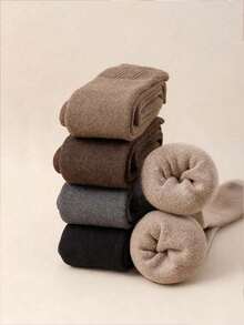 1/3双装女士保暖过膝袜，加厚棉质保暖中筒袜，透气休闲过膝袜，冬季礼物 - 彩色 - 查看 8