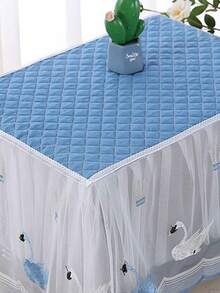 1pc Microwave Oven Cover, Dust-Proof Full Enclosure Lace Embroidered Fabric Cover For Electric Oven, Printer, Universal Use