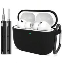 畅销男女通用苹果Pro/Pros 3/Pros Pro 2nd/Pods 4纯色硅胶蓝牙耳机保护套，带清洁刷套装